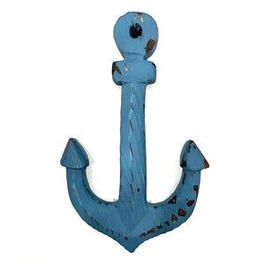 Large Blue Rustic Christmas Nautical Ship Anchor Ornament or Wall Hanging Decor